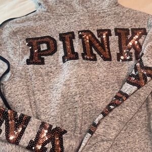 Size XS bling gold sequin full zipper sweatshirt